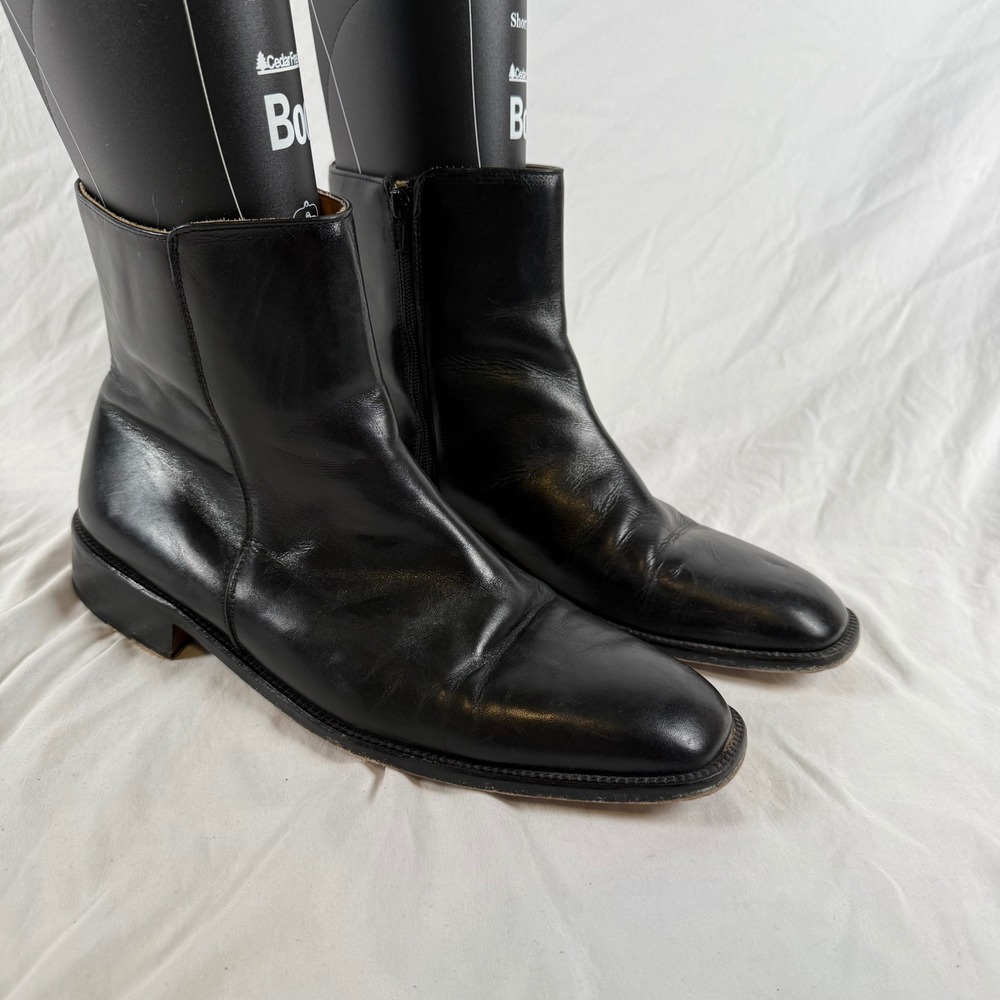 Sandro Moscoloni Echo Black Leather Square Toe Side Zip Dress Ankle Boots 11.5 B